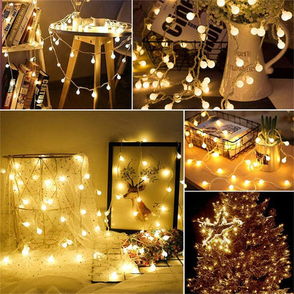 Merdeco Globe Plug-in String Lights 10FT 20 LED Warm White Indoor Outdoor