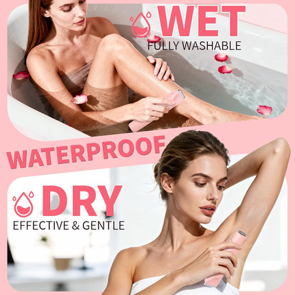 2-in-1 Electric Shaver & Bikini Trimmer, IPX7 Waterproof, LED Display, Rechargeable Pink