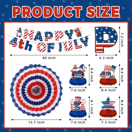 Patriotic 4th of July Decorations Set Red White Blue Party Supplies