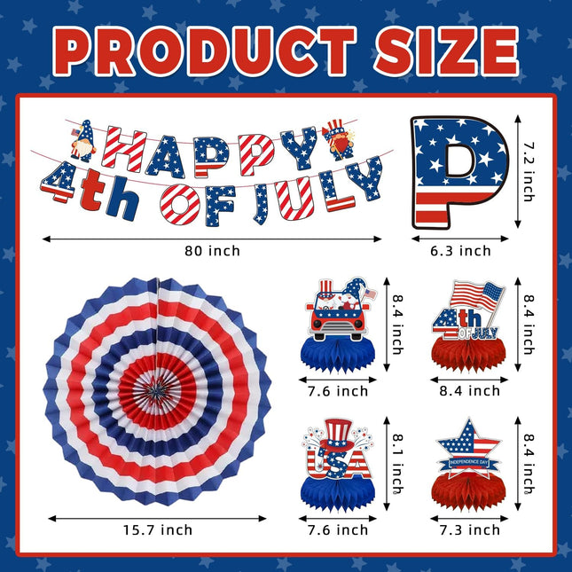 Patriotic 4th of July Decorations Set Red White Blue Party Supplies