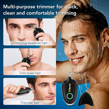 USB Rechargeable Ear & Nose Hair Trimmer Waterproof Travel Shaver Black