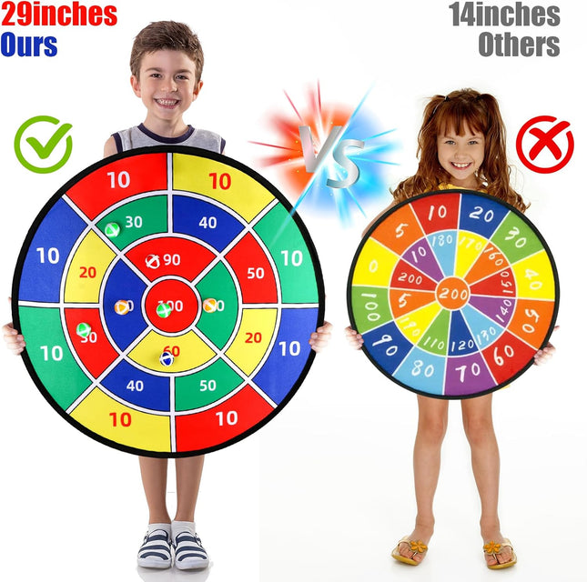 Kids Dart Board 29" – Double-Sided with Sticky Balls, Birthday Gift for Boys & Girls