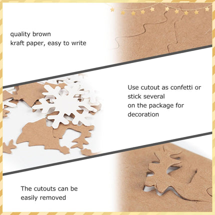 150PCS Christmas Gift Tags – Kraft Paper with 20M Red & White String