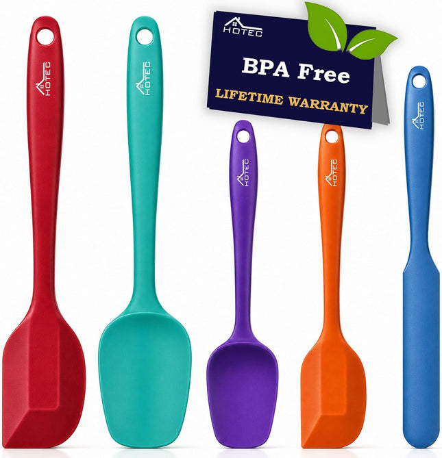 5 Piece Silicone Spatula Set Heat Resistant 600℉ Dishwasher Safe Baking Cooking Tool