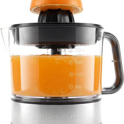 Compact 40W Citrus Juicer – BPA-Free, Pulp Control, Easy Pour, 24oz, Black/SS