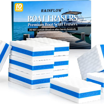 10PCS Boat Scuff Erasers, Thick Marine Cleaning Sponges for Vinyl, Decks & Fiberglass
