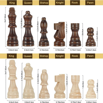 Magnetic Wooden Chess Set 15 Inch Folding Travel Board with Handmade Pieces