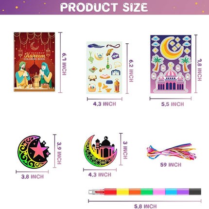 78-Piece Ramadan Coloring Books Set: Eid Mubarak Favors, DIY Stickers & Scratch Cards
