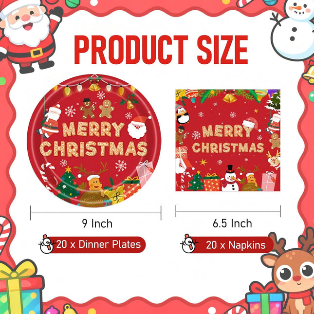 Christmas Party Tableware Set – 40PCS Tree Plates & Napkins for Holidays