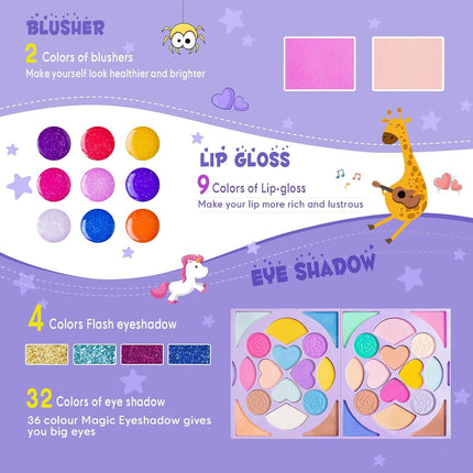 Kids Makeup Kit for Girls – Real, Washable Cosmetic Toy, Birthday Gift