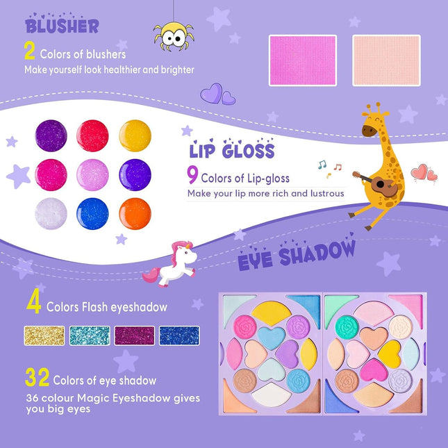 Kids Makeup Kit for Girls – Real, Washable Cosmetic Toy, Birthday Gift