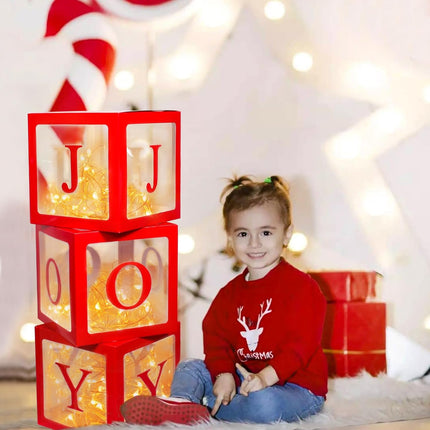 Christmas Light Box Decoration – Large Red Transparent Holiday Home Decor