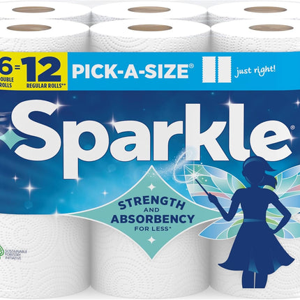 6 Double Rolls Paper Towels – Pick-A-Size, Strong 2-Ply for Messes