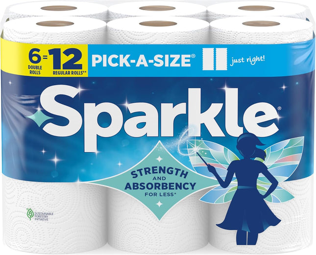 6 Double Rolls Paper Towels – Pick-A-Size, Strong 2-Ply for Messes