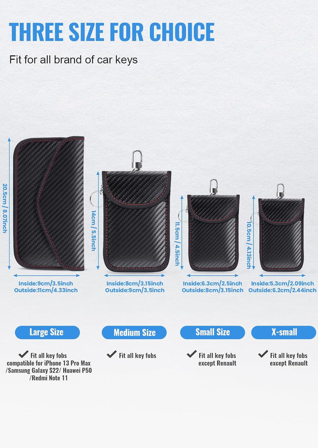 2 Pack Faraday Pouch for Car Keys – RFID Signal Blocking Key Fob Protector Case