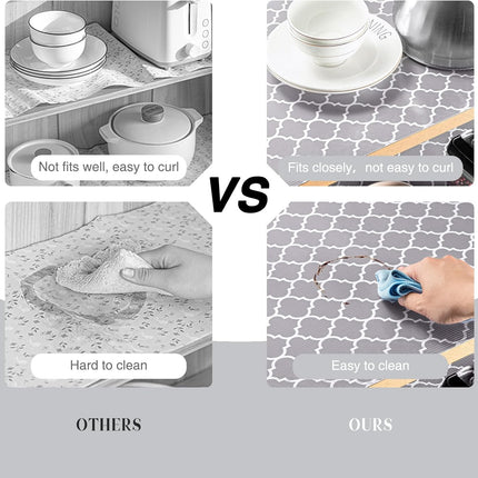 Gray Shelf Liner for Kitchen & Closet – 12"x20ft, Non-Slip, Waterproof