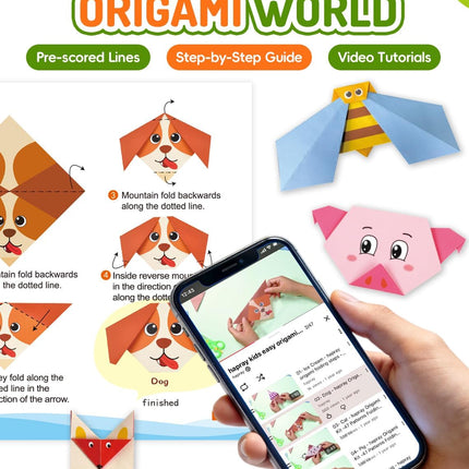98-Piece Origami Kit for Kids, 47 Patterns, 49-Page Guide, DIY Craft Ages 5+