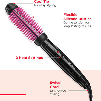 Silicone Bristle Heated Hair Styling Brush 1 Inch Barrel for Volume