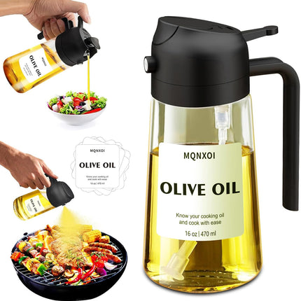 2 in 1 Glass Oil Sprayer & Dispenser 470ml for Cooking & Air Fryer