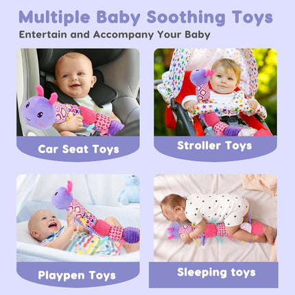 Baby Musical Caterpillar Plush Toy, Crinkle Rattle Sensory Toy 0-12M