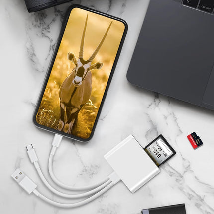 3-in-1 SD Card Reader – Lightning, USB-C & USB-A Adapter for iPhone & iPad