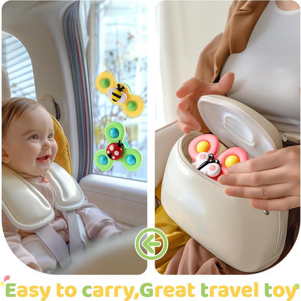 3PCS Baby Spinner Toys, Suction Cup Sensory Toy Birthday Gift for Toddlers