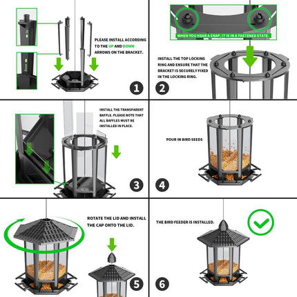2 Pack Hanging Bird Feeders, Retro Pagoda Design, Outdoor Wild Bird Feeder