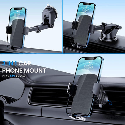 3. TICILFO Phone Mount for Car, Stable Clip Dashboard & Windshield Holder for iPhone