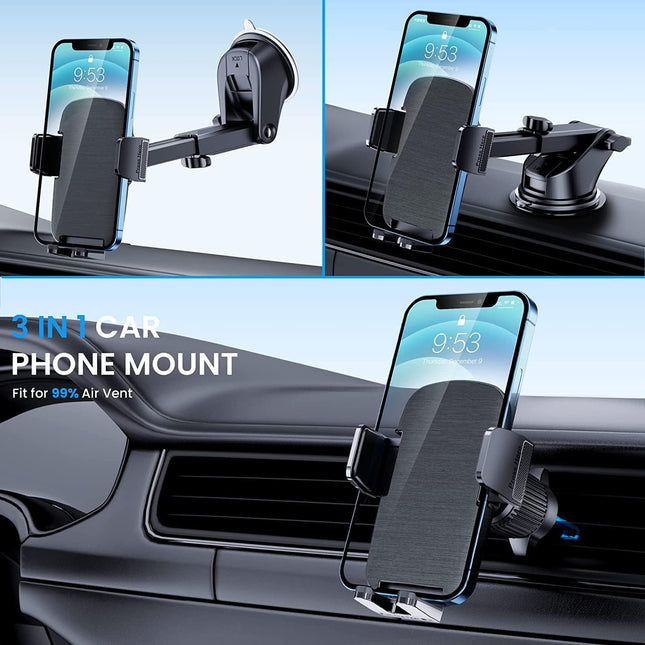 3. TICILFO Phone Mount for Car, Stable Clip Dashboard & Windshield Holder for iPhone