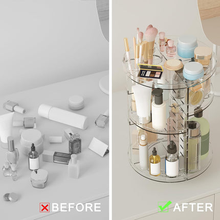8-Layer Rotating Skincare & Makeup Organizer – Perfume Tray & Brush Holder