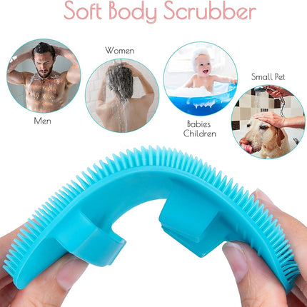 1 Pack Silicone Shower Scrubber – Soft Bristles, Gentle Body Brush