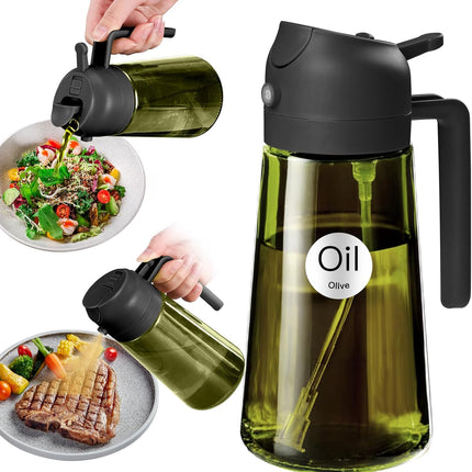 16oz Dark Oil Sprayer Bottle 2 in 1 Olive Oil Dispenser Mister for Kitchen