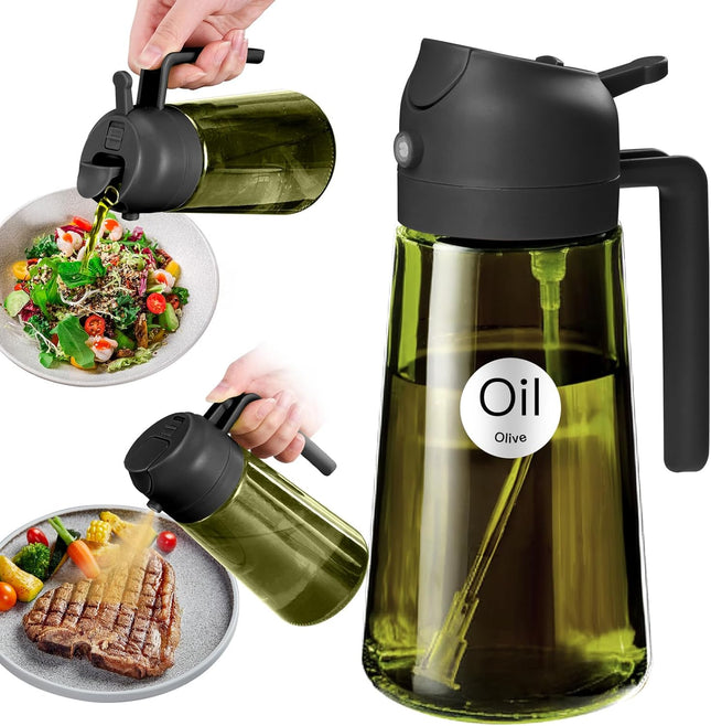 16oz Dark Oil Sprayer Bottle 2 in 1 Olive Oil Dispenser Mister for Kitchen
