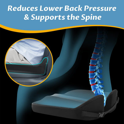 Heightening Car Seat Cushion for Better View, Lower Back Support for Long Trips