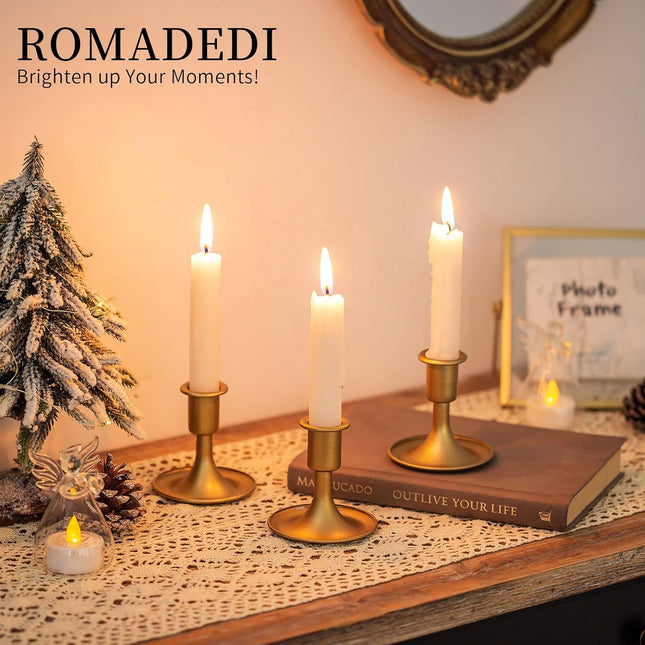 2-Pack Gold Candlestick Holders – Taper Candles, Wedding & Home Decor