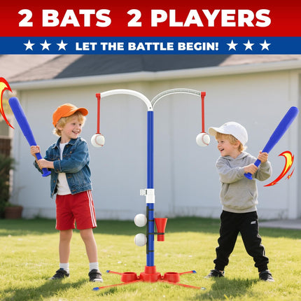 3-in-1 Toddler T-Ball Set – Bats, Adjustable Tee & Ball Launcher for Kids