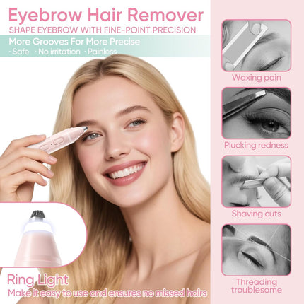 Facial Hair Remover & Eyebrow Trimmer – LED Light, Rechargeable, Painless