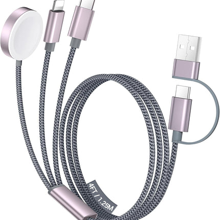 3-in-2 USB-C Charging Cable – Apple Watch & iPhone Charger, 4FT Portable