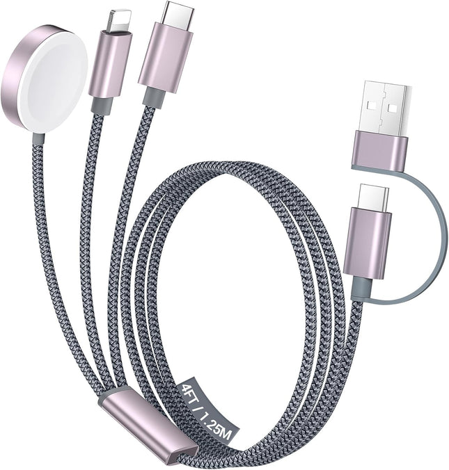 3-in-2 USB-C Charging Cable – Apple Watch & iPhone Charger, 4FT Portable
