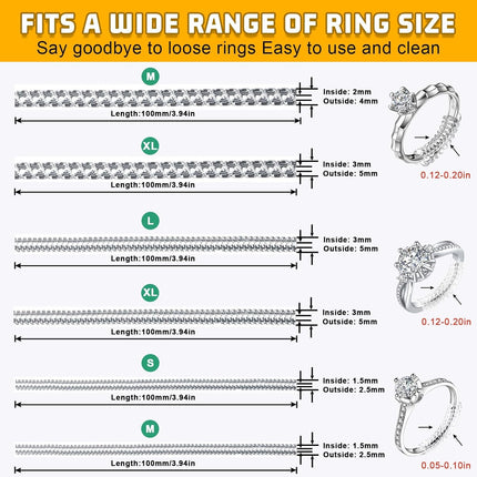 14PCS Ring Size Reducer Spacers for Women Men Loose Rings Transparent