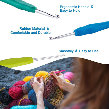 9-Size Crochet Hook Set 2.0–6.0mm – Ergonomic Needles for Beginners & DIY