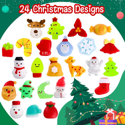 24PCS Christmas Squishies Toys Mochi Squishy Party Favors for Kids