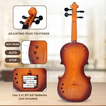 16” Violin Toy for Kids, 4-String Musical Instrument, Portable & Electronic