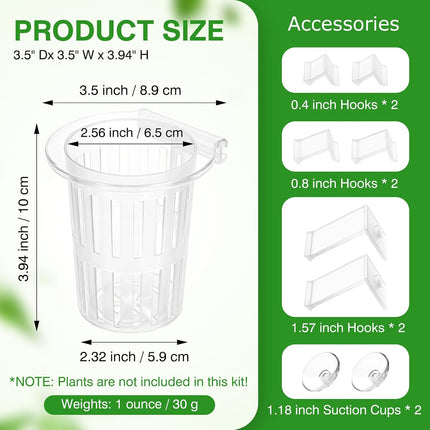 2 Pack Large Aquarium Plant Holder, Clear PP Planter with Hooks and Suction Cups