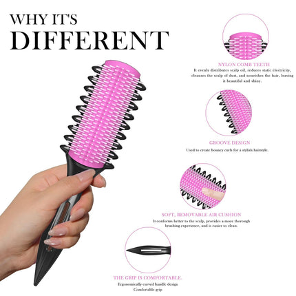 Curl Defining Brush Set – 3 Styling Tools for Men, Women & Kids, Pink
