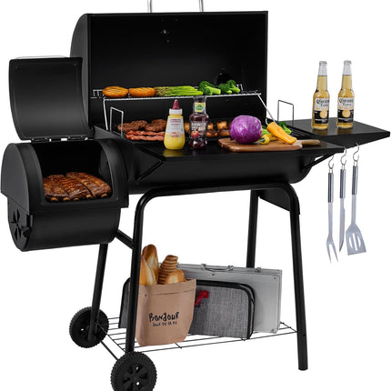Black Charcoal BBQ Smoker Grill CC1830S for Backyard Camping Cooking