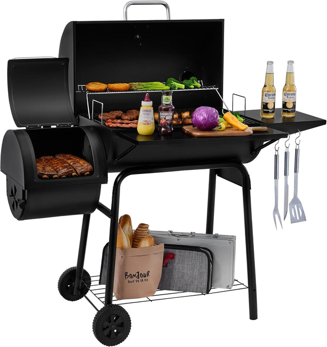 Black Charcoal BBQ Smoker Grill CC1830S for Backyard Camping Cooking