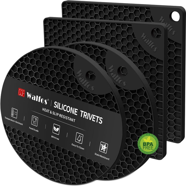 4-Pack Silicone Trivet Mats – Multipurpose, BPA-Free Hot Pads for Kitchen Use
