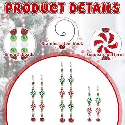 6PCS Candy Christmas Tree Decorations – Red Plastic Beads Ornaments