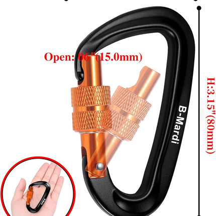 12kN Heavy Duty Locking Carabiner Clip Camping Hiking Hammock Dog Leash